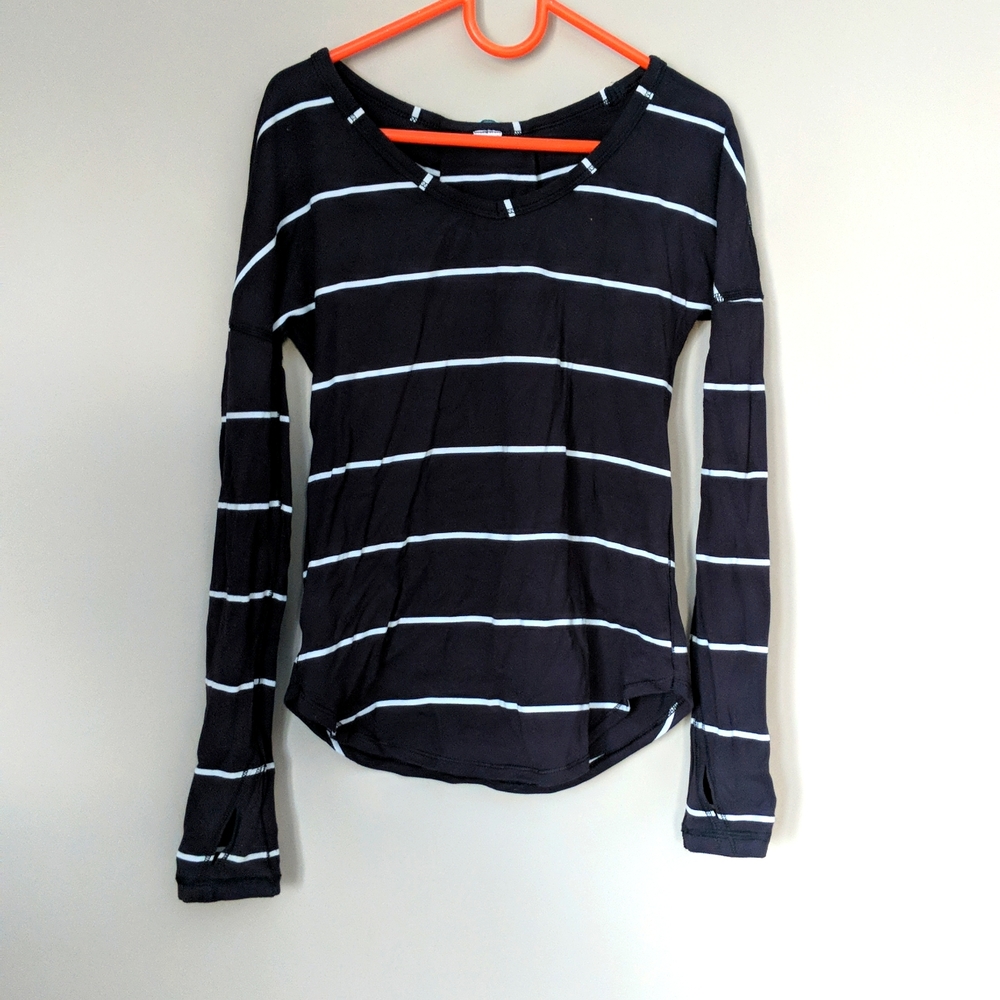 Ivivva by Lululemon Striped Black and White Stretch Top